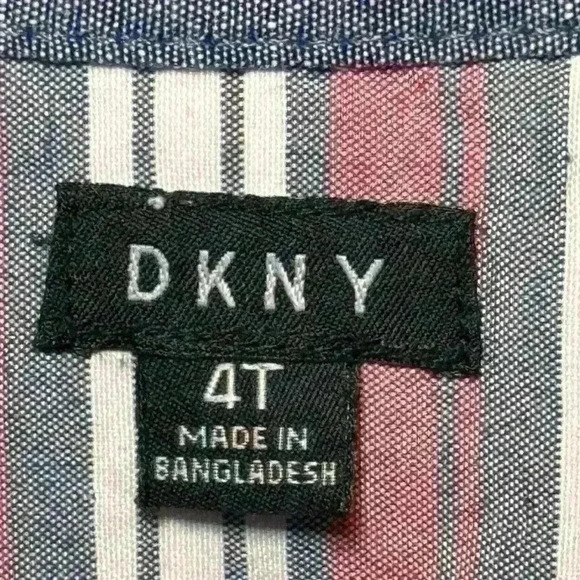 DKNY - Red/Blue/White striped button down-Boys 4T - Picture 4 of 4